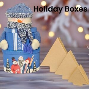 Festive Snowman And Tree Holiday Box Sets Holiday Decor Christmas Boxes